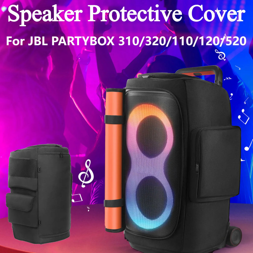 Portable Speaker Dust Case w/ Mic Pocket Double-Sided Speaker Storage Bag Wear Resist for JBL PARTYBOX 720/520/110/310/320 Cover Zpaxo