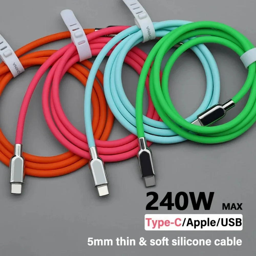 240W PD3.1 USB-C Fast Charging Cable – Liquid Silicone Cord USB-C Charging Cable Zpaxo
