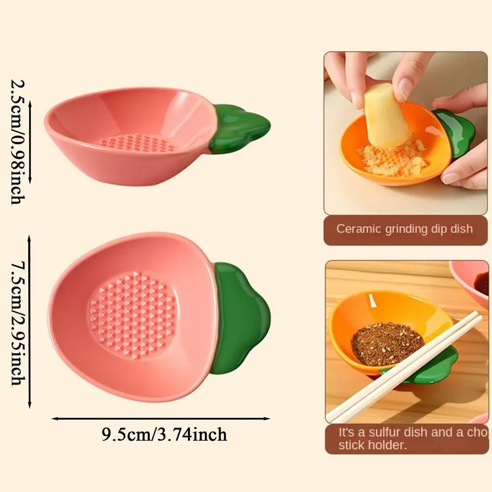 Ceramic Garlic Grater Plate Multipurpose Carrot Shaped Grinding Dish