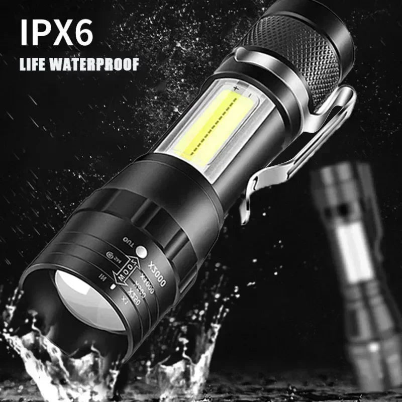 USB Rechargeable Mini COB+XPE Zoomable Flashlight – 3-Mode Torch LED Flashlight Torch Zpaxo