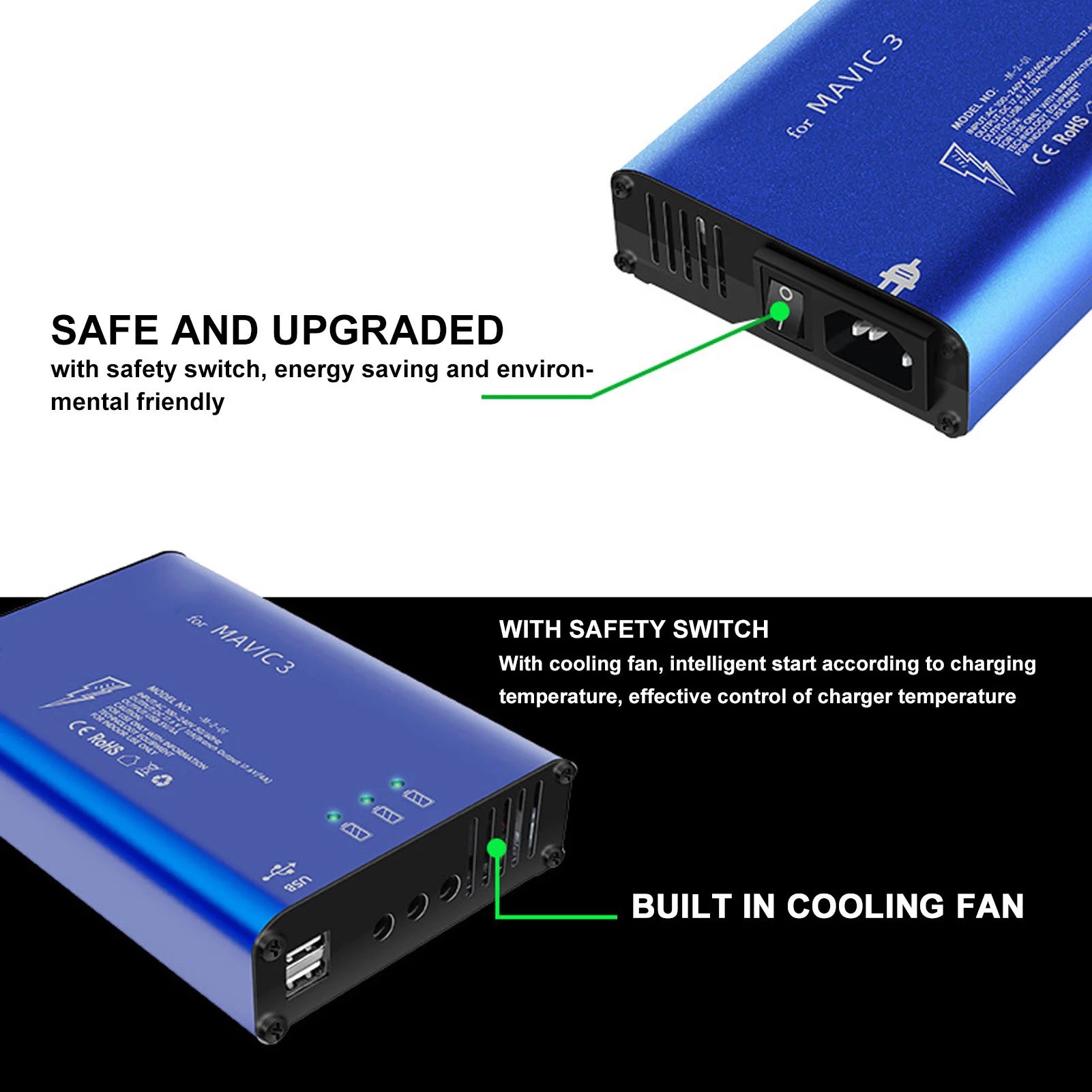 Drone Battery Aluminum Alloy Electronic Components Blue UAV Charging