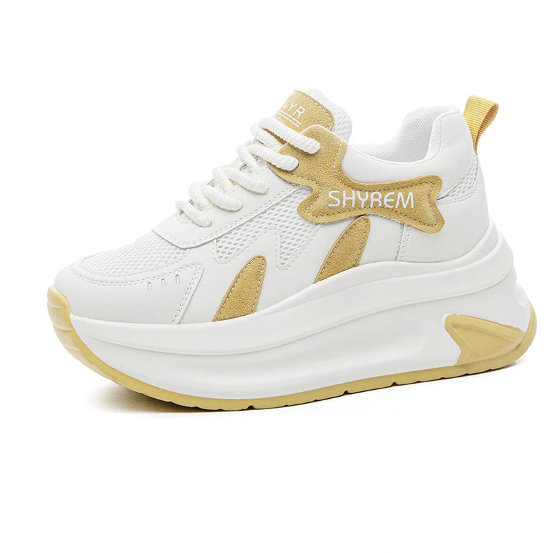 Womens White Mesh Sneakers Breathable Chunky Platform Height Zpaxo 2562 Yellow 38 China Mainland