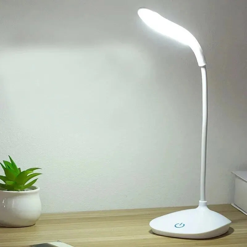 Portable USB Rechargeable LED Desk Lamp Touch 3 Modes Dimming Table Lamp Eye Protection For Office Bedroom Bedside Reading Light Zpaxo White