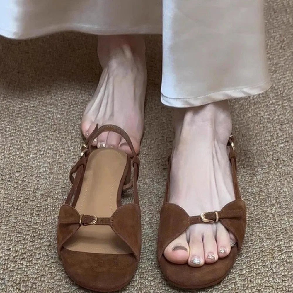 Women's Fashion Sandals Summer Round Head Soft Frosted Open Toe