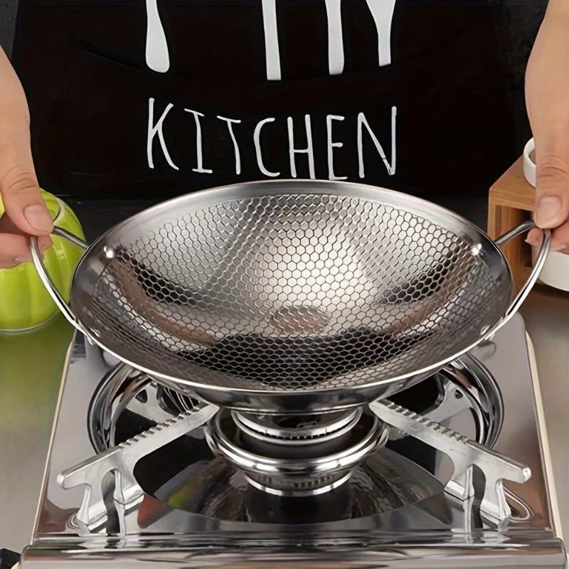 Stainless Steel Honeycomb Skillet Non-stick Handle Scratch-resistant