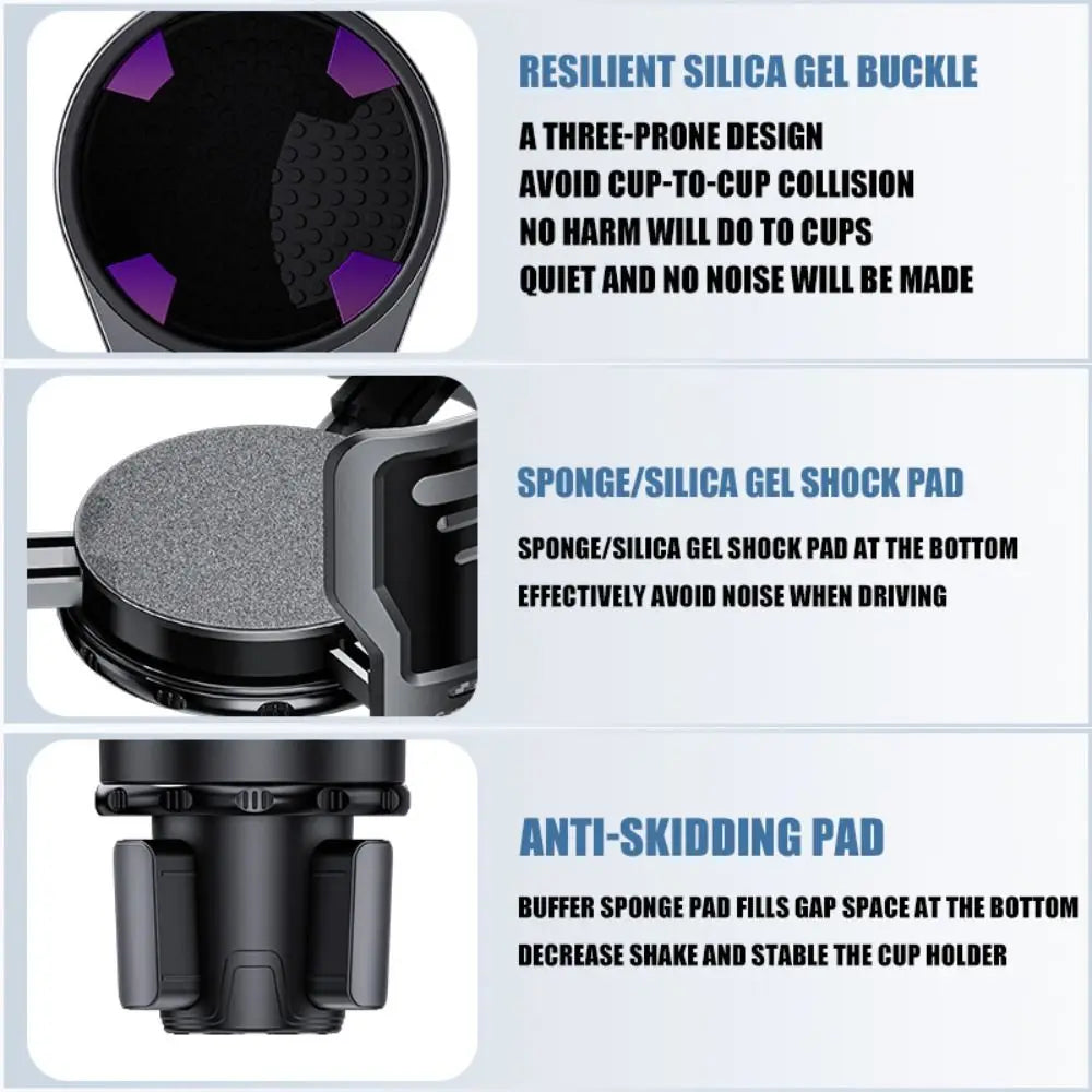 Multifunctional Cup Holder Expander Switch Lock Adjustable Base Cup Holder Extender Compact Design Stable Support Zpaxo