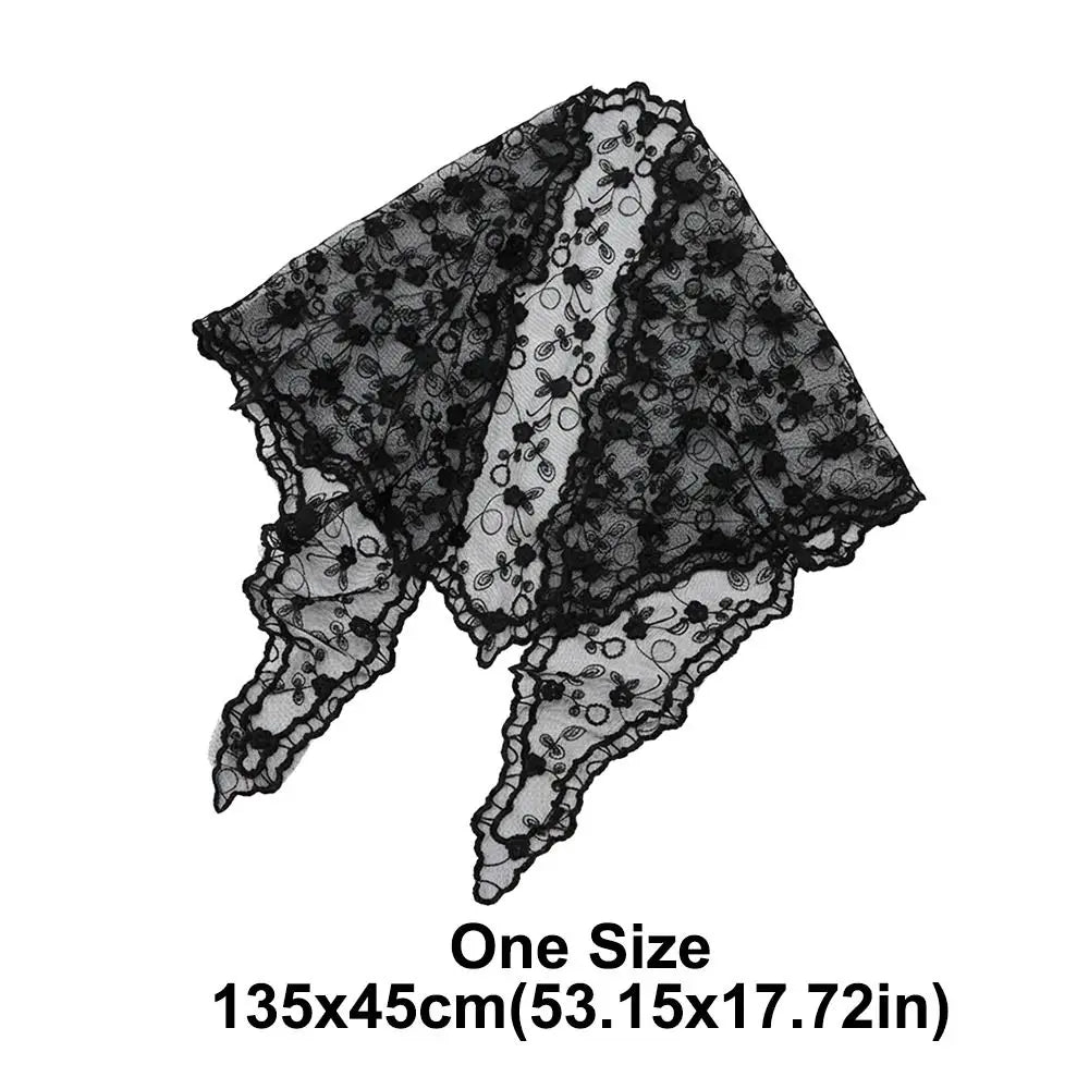Casual Lace Flower Hair Scarf Headband Vintage Thin Bandanas for Women Chic Style Cute Triangle Head Scarf Pastoral Zpaxo