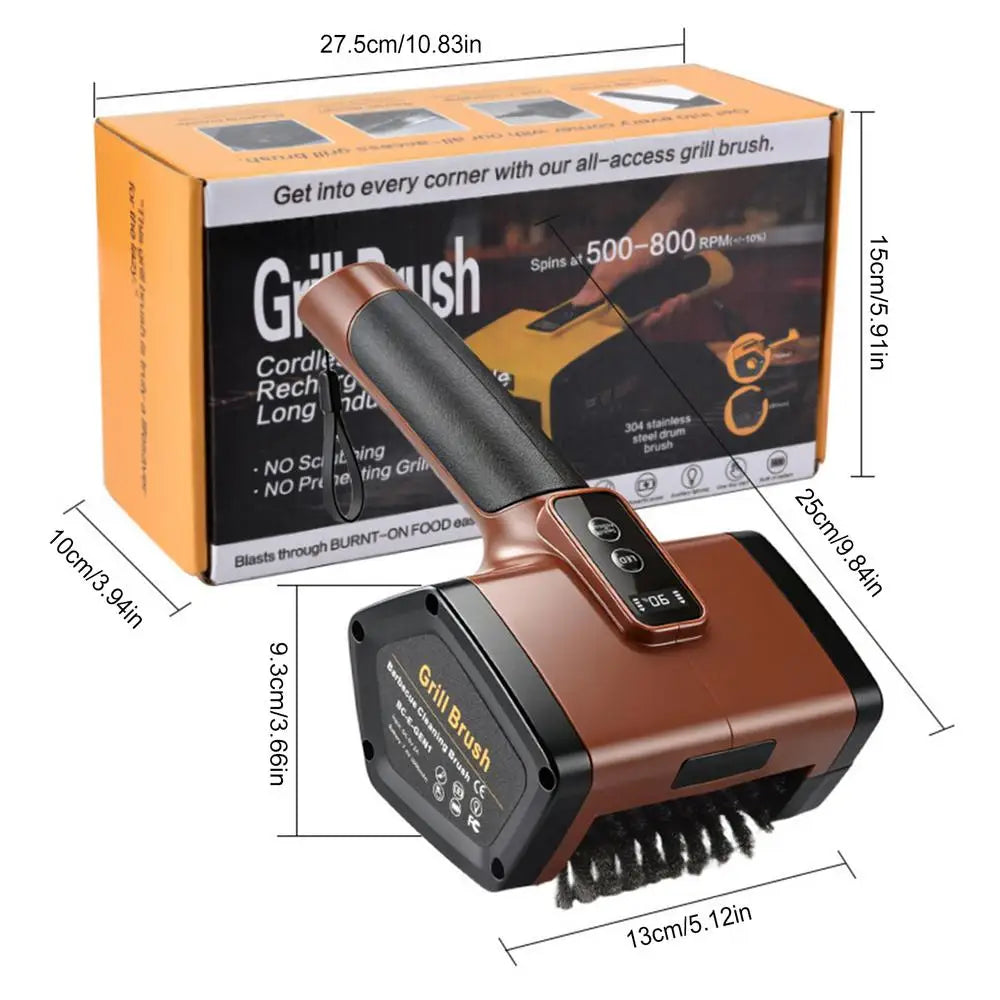 Electric Grill Brush 3000mAh 2 Powerful Speed Rechargeable Electric Grill Cleaner For Barbecue Grates Oven Kitchen Camping Zpaxo China Mainland Brown