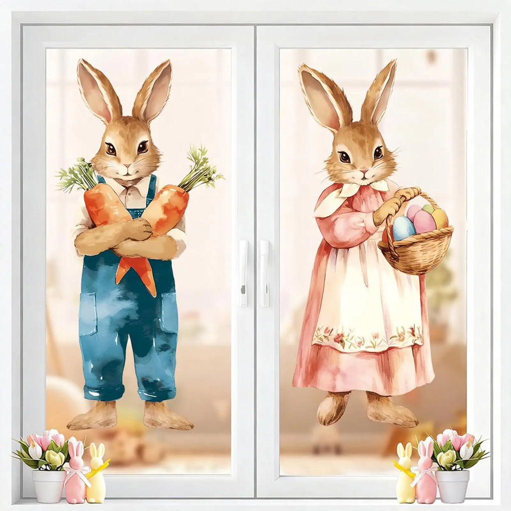 Easter Window Decals 2 Large Static Sticker 39x80cm Removable Cute