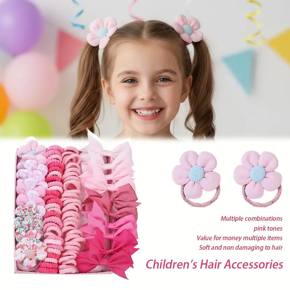 Girls Pink Hair Accessories Set 120pc – Bows, Ties & Scrunchies Girls Hair Accessory Set Zpaxo