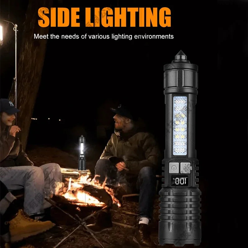 ESMARTER 800-Lumen Rechargeable LED Flashlight – COB Warning
