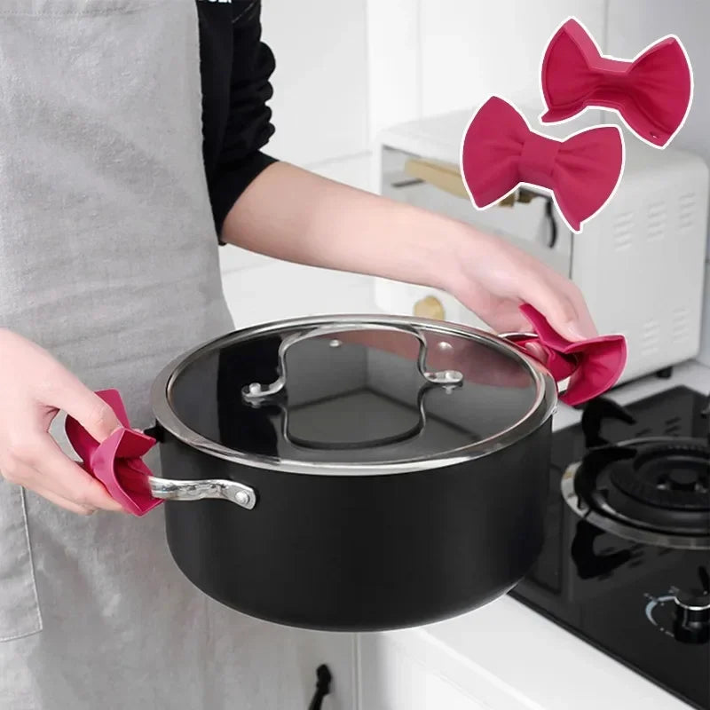 Silicone Bow-Shape Oven Mitts – Heat Resistant Pot Holders 2pc Silicone Oven Mitts Zpaxo
