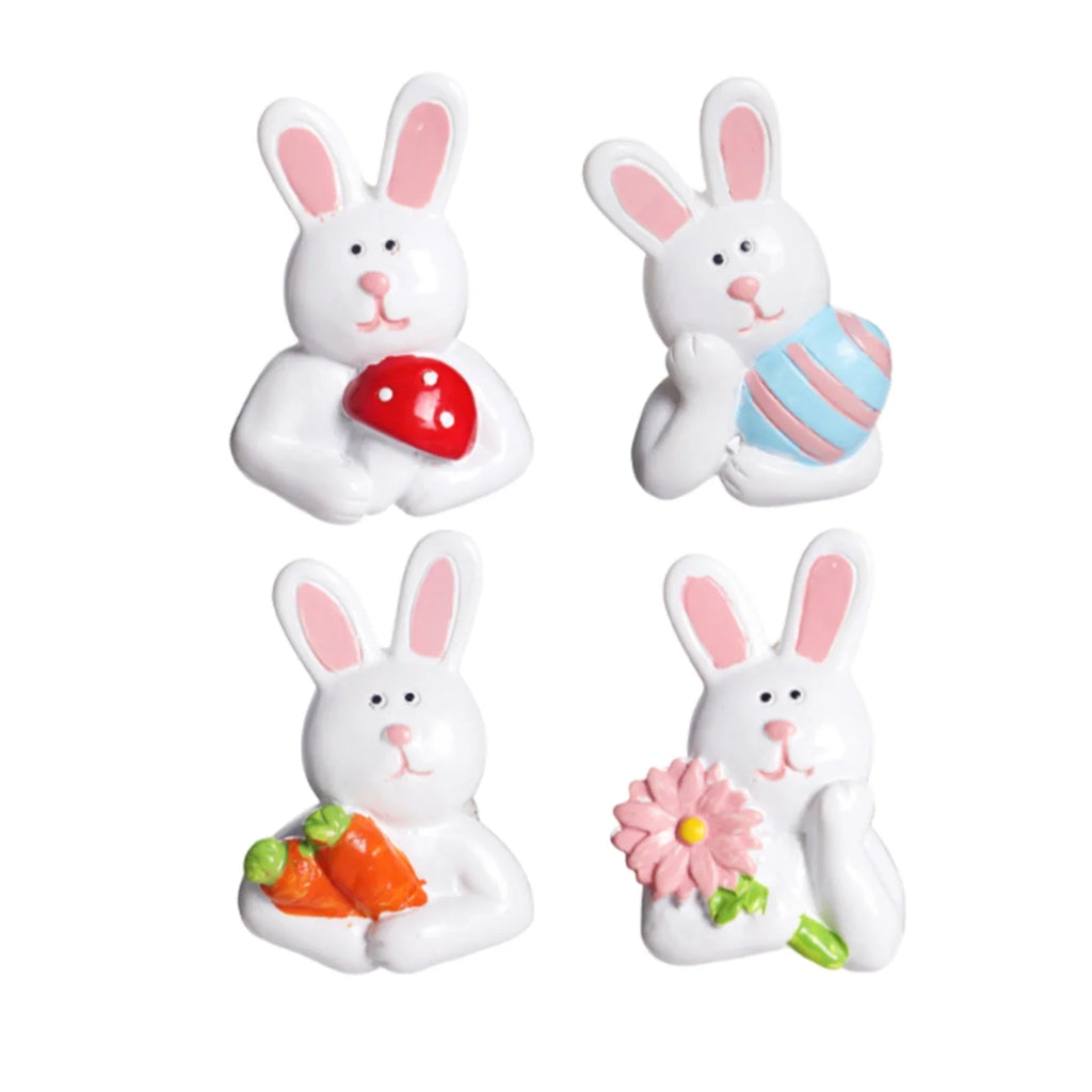 Easter Bunny Fridge Magnets 4-Piece Creative Resin Cartoon Wall Decor