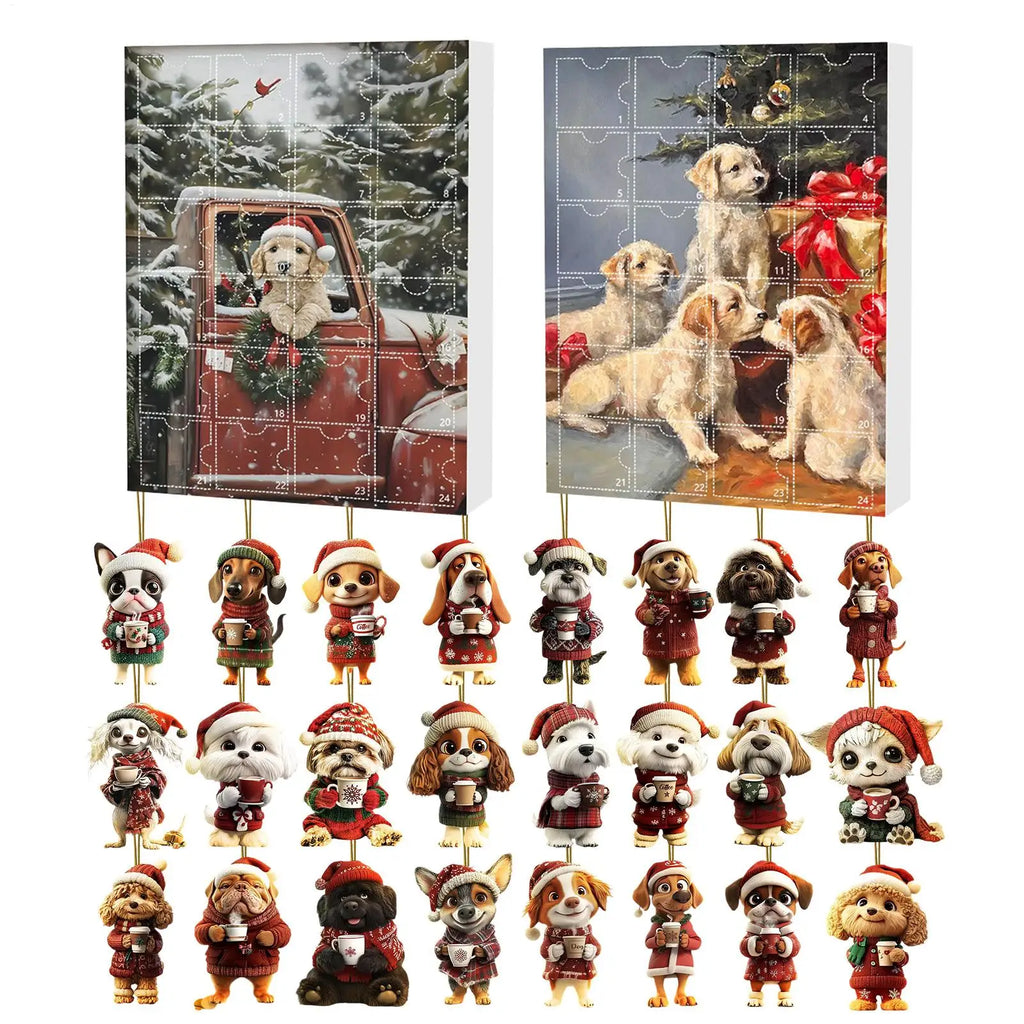 Dog Christmas Countdown Calendar 24 Days Acrylic Ornaments Drinking