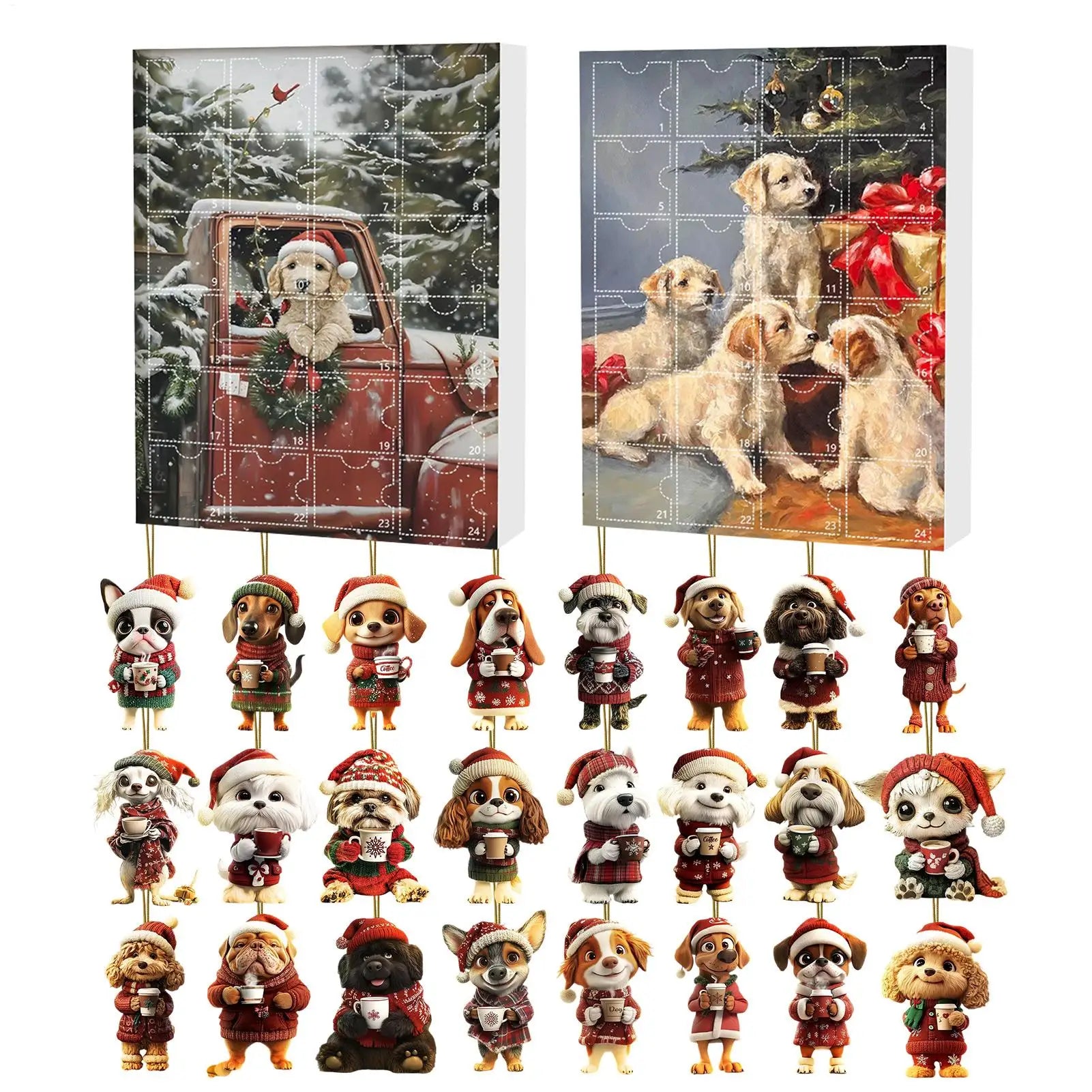 Dog Christmas Countdown Calendar 24 Days Acrylic Ornaments Drinking