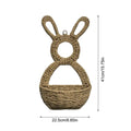 Rattan Woven Easter Bunny Wall Basket Pocket Decor Handmade Rabbit