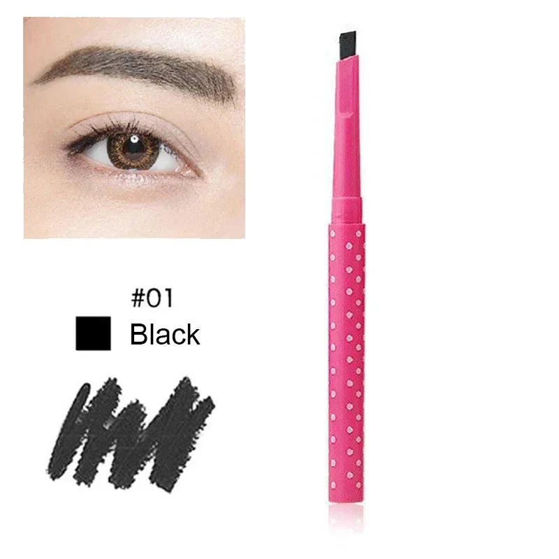Waterproof Eyebrow Pencil Eye Brow Card Stamp Lady Rotating 3 Shaping Zpaxo 01-Black