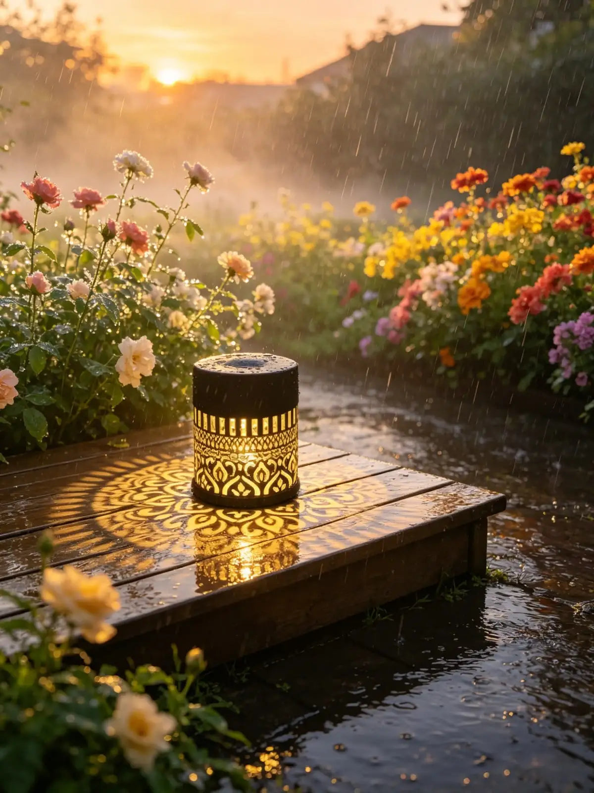 Solar Mandala Lamp Openwork Wrought Iron Garden Decorative Lighting