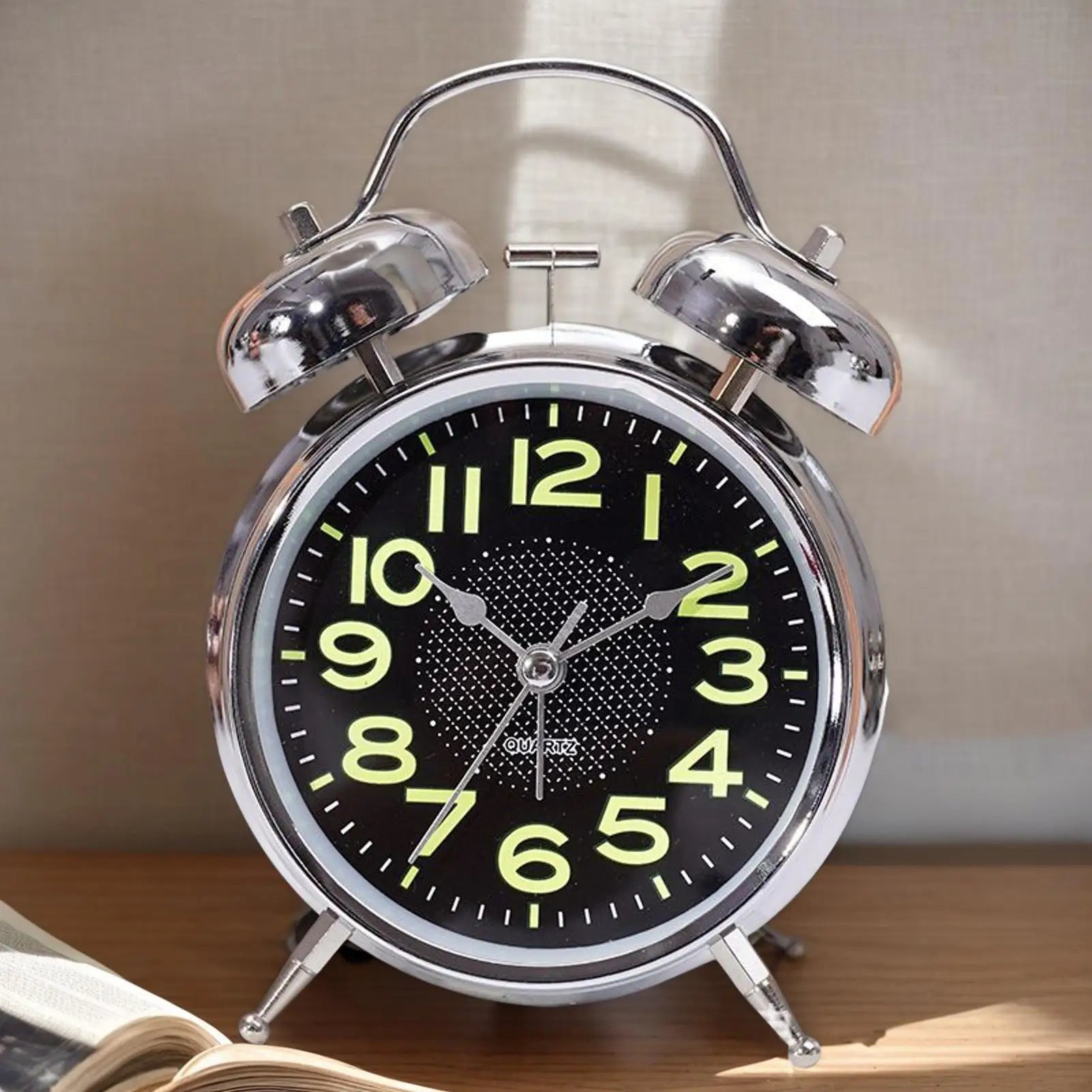 Bell Alarm Clock Retro Alarm Clock Glow-in-The-Dark 3 Inch Quiet Timer Watch for Seniors Sleepers Bed Desk Room Travel Bedroom Zpaxo