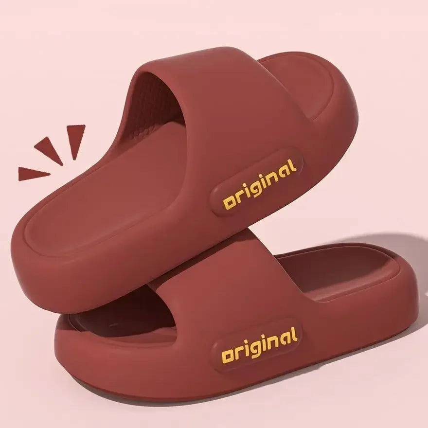 Women Comfy Solid Soft Sole EVA Pillow Slides Couple Non Slip Beach