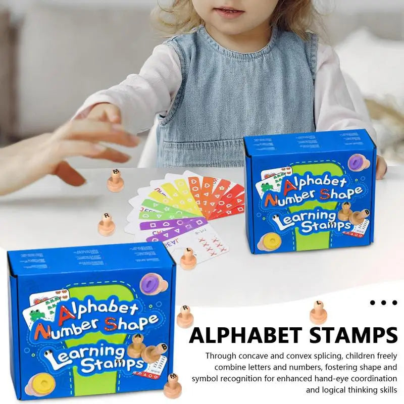 Kids Alphabet Stamps Alphabet Number Stamp Flashcard Portable Math Games Educational Toy For Kid Boy Girls Children Zpaxo