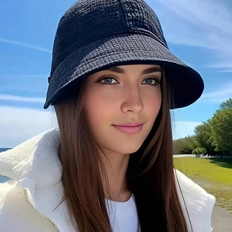 Summer Folding Hat for Women, Wide Brim Beach Visor Cap, Holiday Sun Hat, Ladies Outdoor UV Protection Adjustable Brim Hat Zpaxo