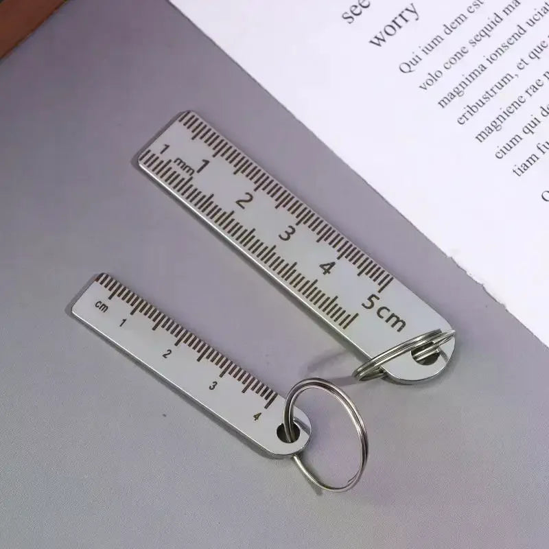 Stainless Steel Mini Ruler With Keychain - Measuring Tool For Office And School Supplies (Anti-loss Measuring Ruler) Zpaxo