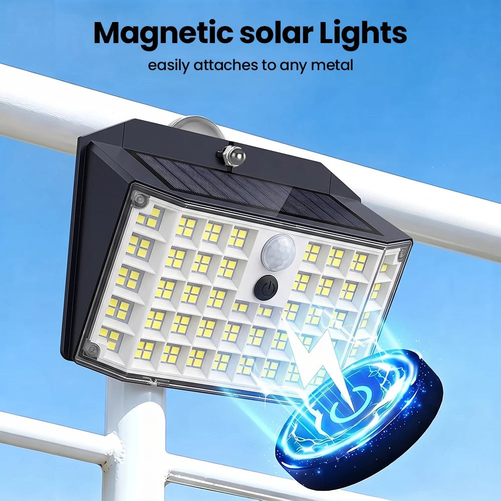 176 LED Magnetic Solar Light 700LM RV Porch Light with Motion Sensor IP65 Waterproof Magnets Solar Wall Light for Awnings Camper Zpaxo