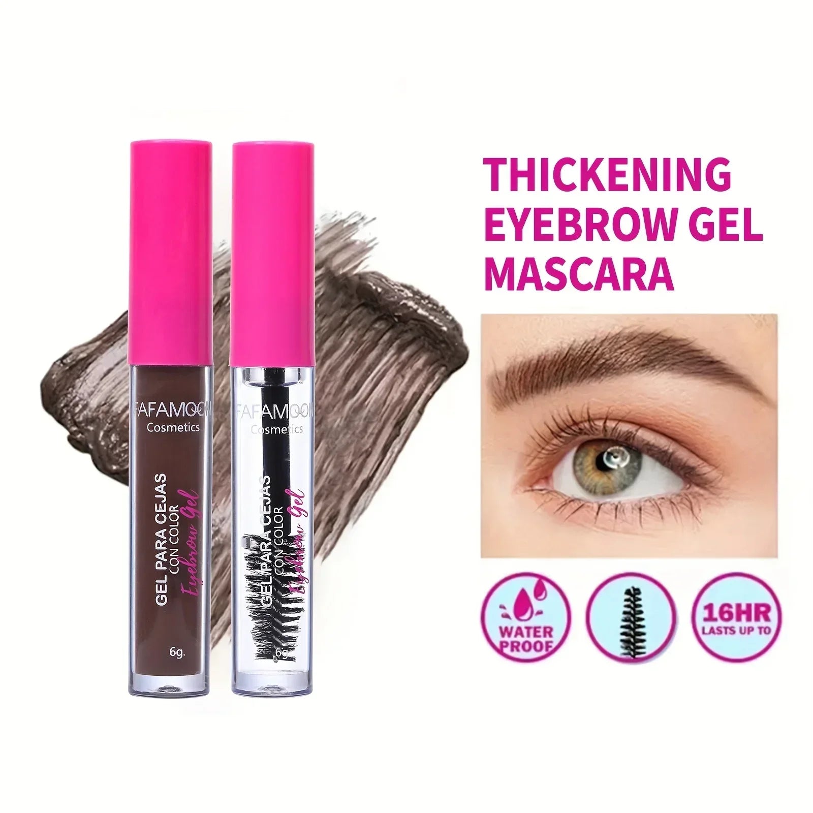 Waterproof Tinted Brow Gel Kit, Rich Auburn & Clear Setting Brow Glue, Fast Sculpt Long-Lasting Eye Makeup Zpaxo