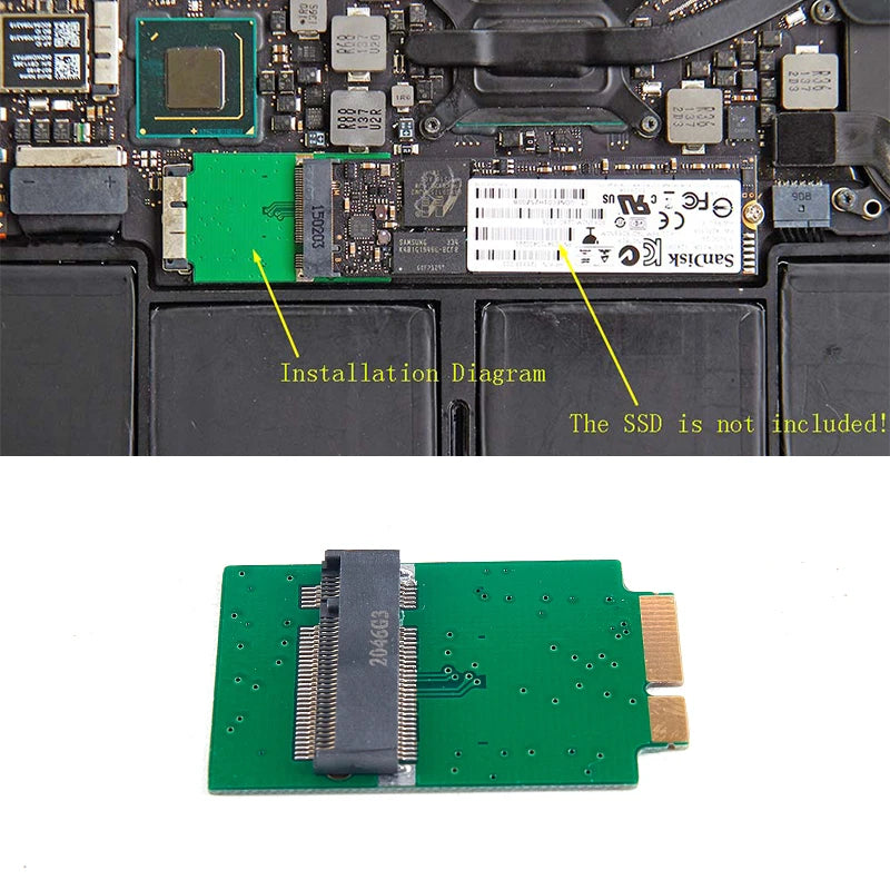 M.2 NGFF SSD Card 12 + 6 Pin Adapter Board For MacBook Air 2010 2011 A1370 A136 Zpaxo one size
