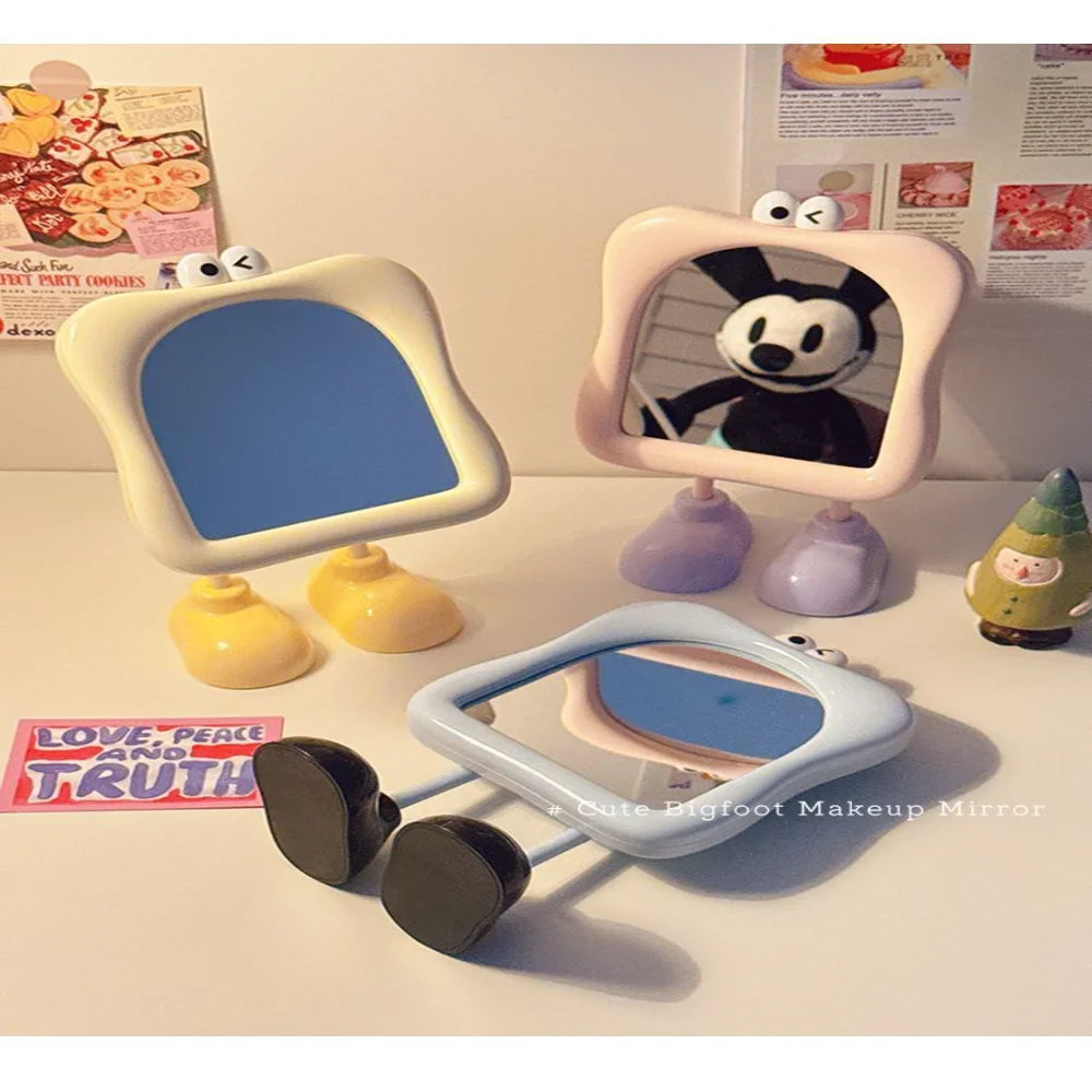Cartoon Big Foot Vanity Mirror – Kawaii Desktop Standing Mirror