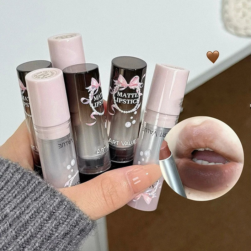 6 Pearl Matte Velvet Lipstick Non-stick Cup Long-lasting Soft Mist Zpaxo