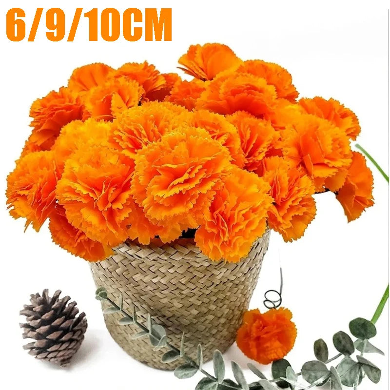 2025 Artificial Marigold Flowers Halloween Silk Birthday Party Diwali