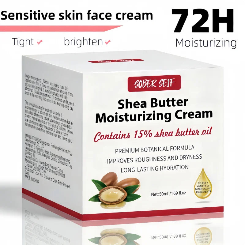 50ml Sensitive Skin Nourishing Cream Shea Butter Hyaluronic Acid Ceramide Gentle Repair Deep Hydrating Moisturizer Zpaxo
