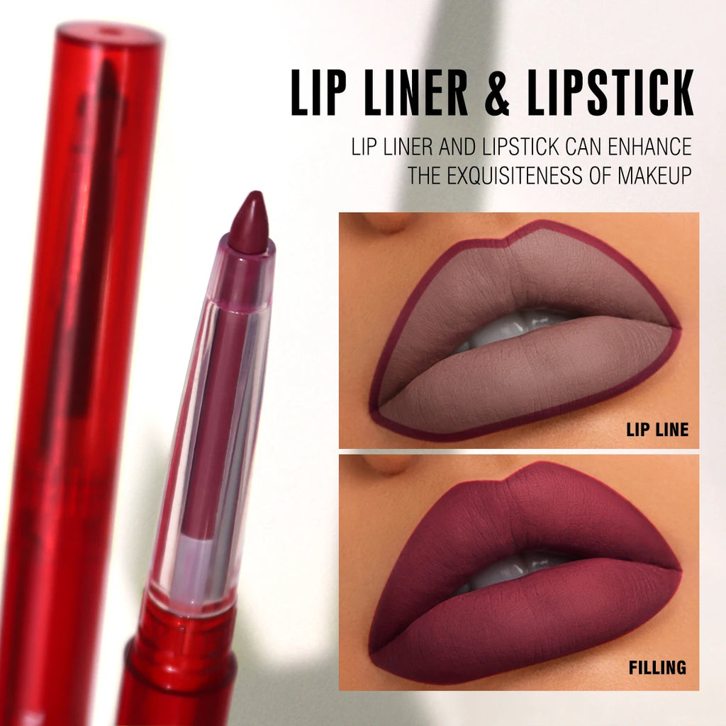 1PC Rich Pigmented, Waterproof, Silky, Durable, Non-stick Cup, Creamy Matte Lip Liner, Perfect for Date and Daily Use Zpaxo