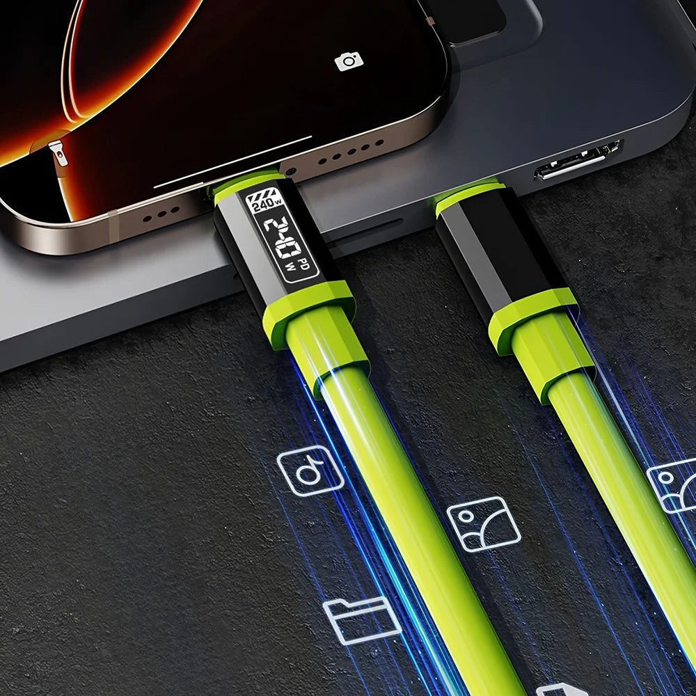 240W USB-C to USB-C Fast Charging Cable 6A | Universal USB-C Charging Cable Zpaxo