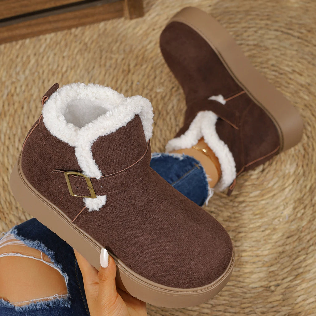 2025 New Women Ankle Boots Plush Warm Fashion Snow Boots Women Comfortable Outdoor Platform Shoes Luxury Winter Flat Shoes Women Zpaxo