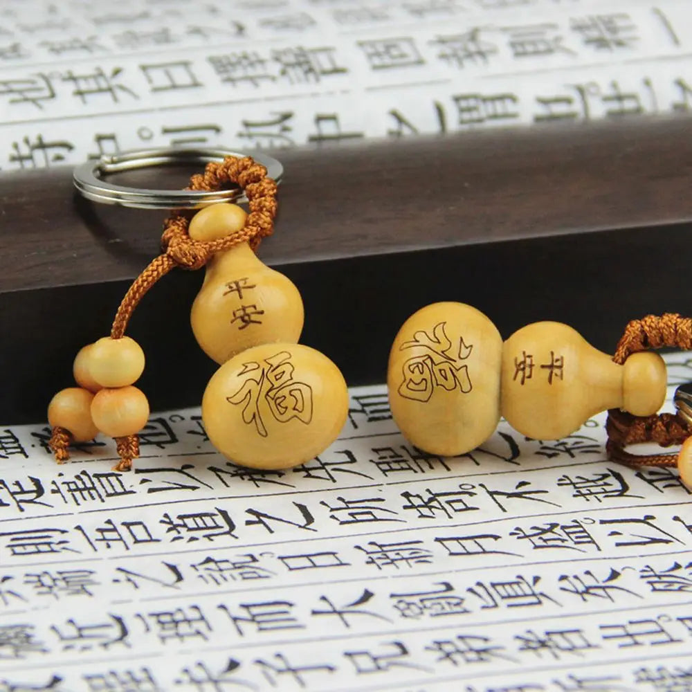 Gifts High Quality Ornaments Key Chain Car Key Ring Wishful Peach Wood Keyring Chinese Traditional Keychain Good Luck Gourd Zpaxo 07