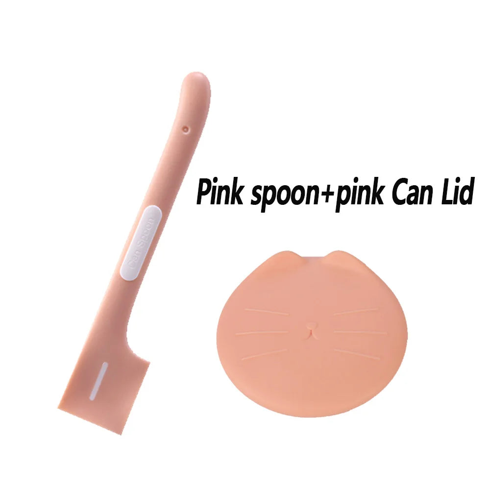 1pc/1set Pet Canned Spoon 3 in 1 Universal Sealing Lids Feeding Stirring Long Handle Cat Scoop Pet Feeding Tableware Accessories Zpaxo 1 set pink