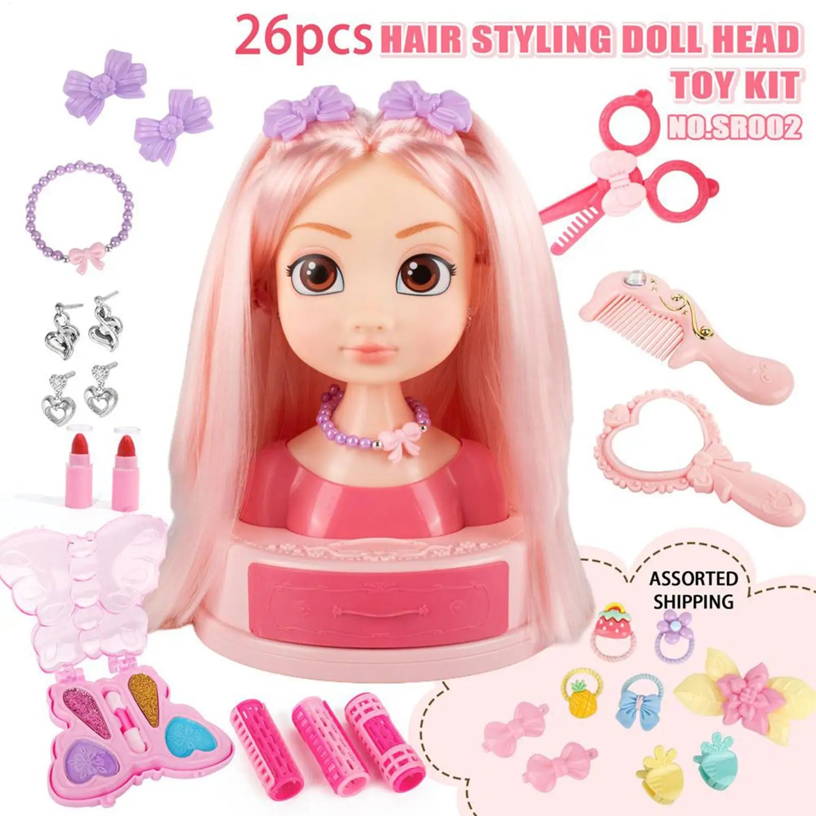 Hair Salon Girls Toys Little Girls Pretend Play Hair Styling Set Hairstyling Dress Up Toy Kit With Ear Studs Curling Irons Zpaxo
