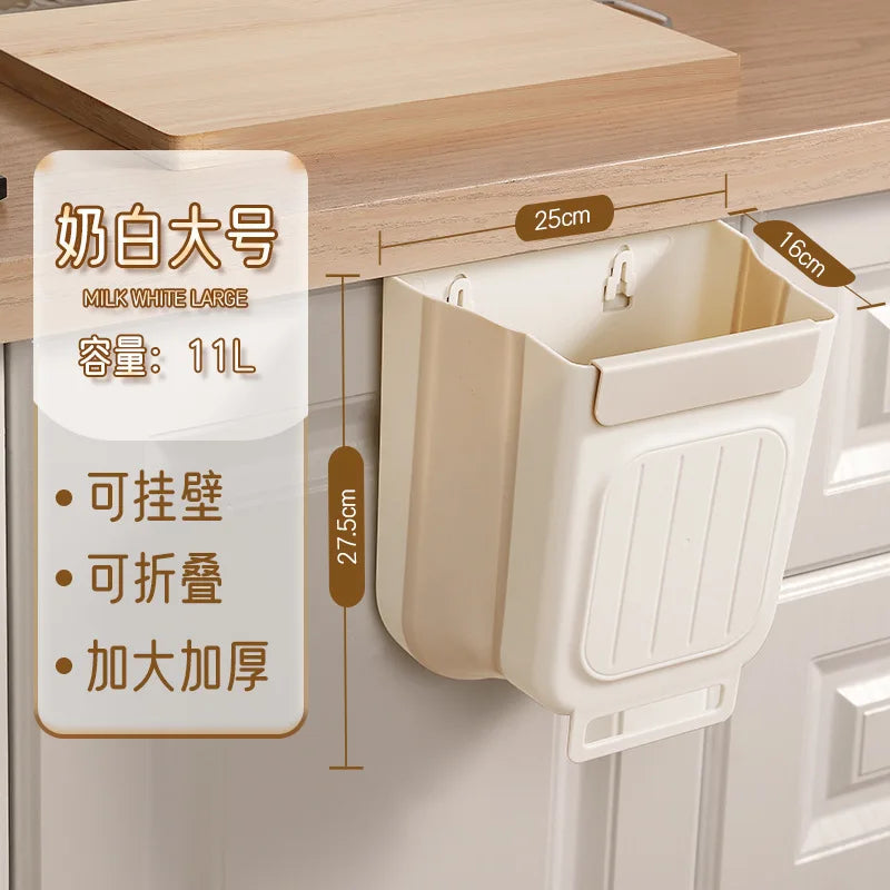 Foldable Hanging Trash Bin Kitchen Thick Large Mouth Multi Functional