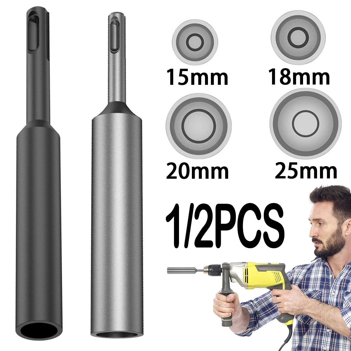 1/2PCS SDS Plus Ground Rod Driver Durable Hardened Steel Professional for Rotary Hammer Drill Power Tool for 5/8Inch and 3/4Inch Zpaxo