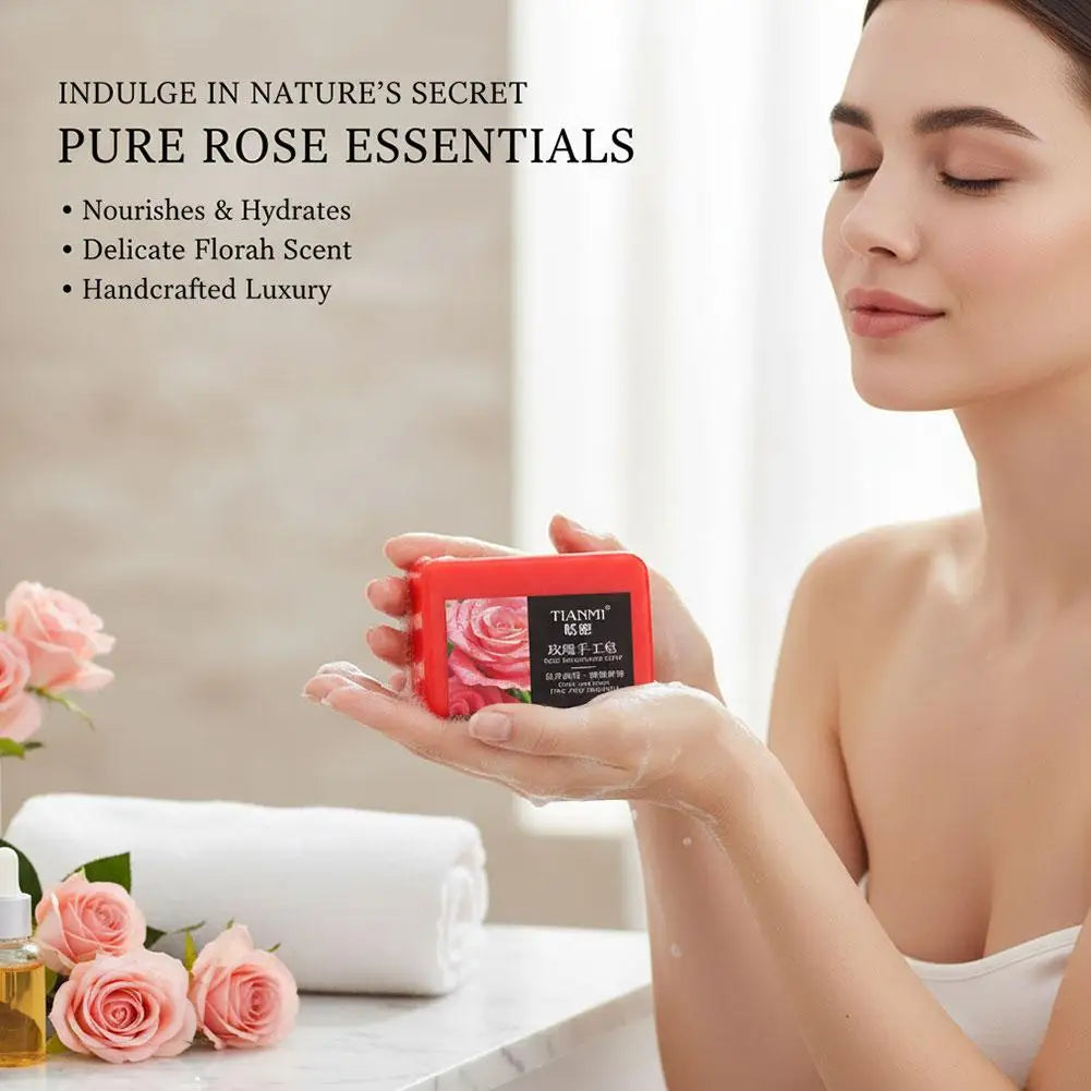 Rose essential oil soap deeply cleanses your face and body, leaving a long-lasting fragrance while moisturizing and hydrating Zpaxo