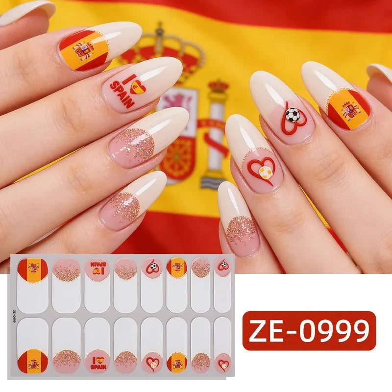 National Flag Theme Nail Stickers Soccer Nation Decals Ball Fans Zpaxo ZE-0999