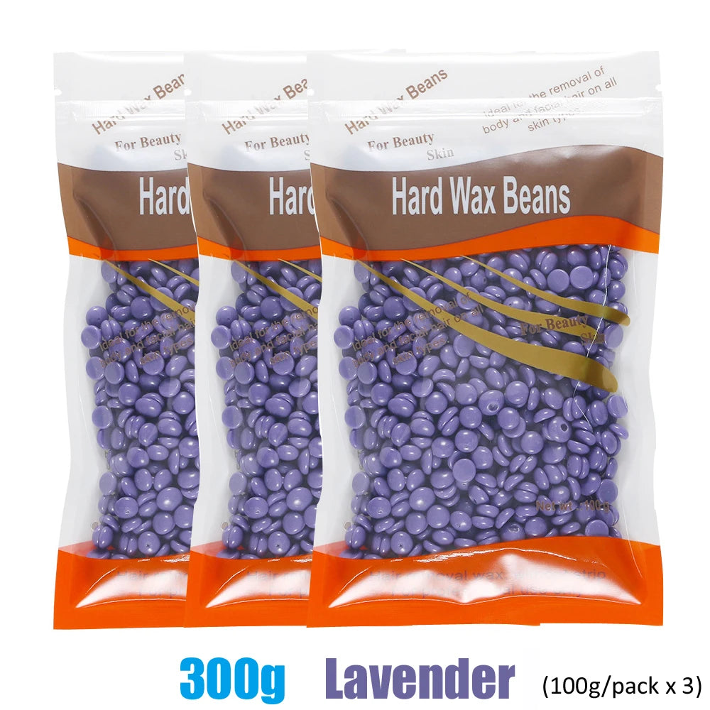 Hard Wax Beans Hair Removal – 500g/300g/50g Unisex Depilatory Wax Beans Zpaxo 300g-Lavender