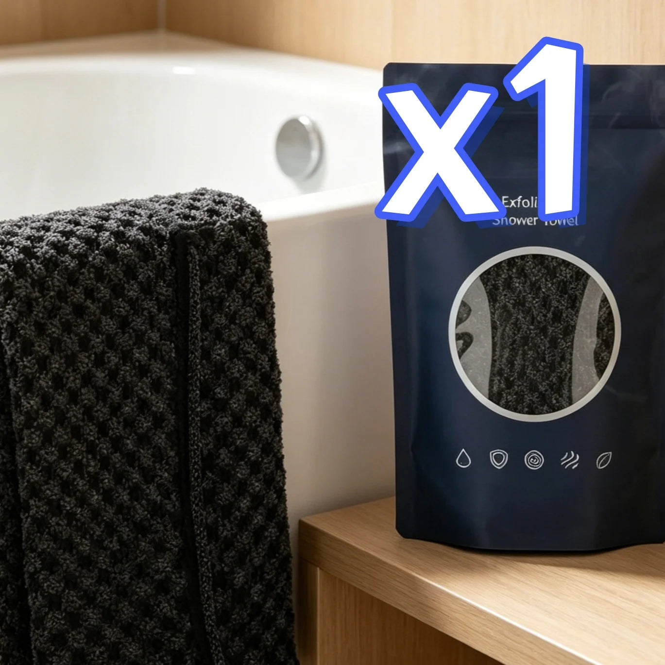 Ultra-Long Exfoliating Bath Towel – Back Scrubber for Men & Women Exfoliating Bath Towel Zpaxo 1pc in bag