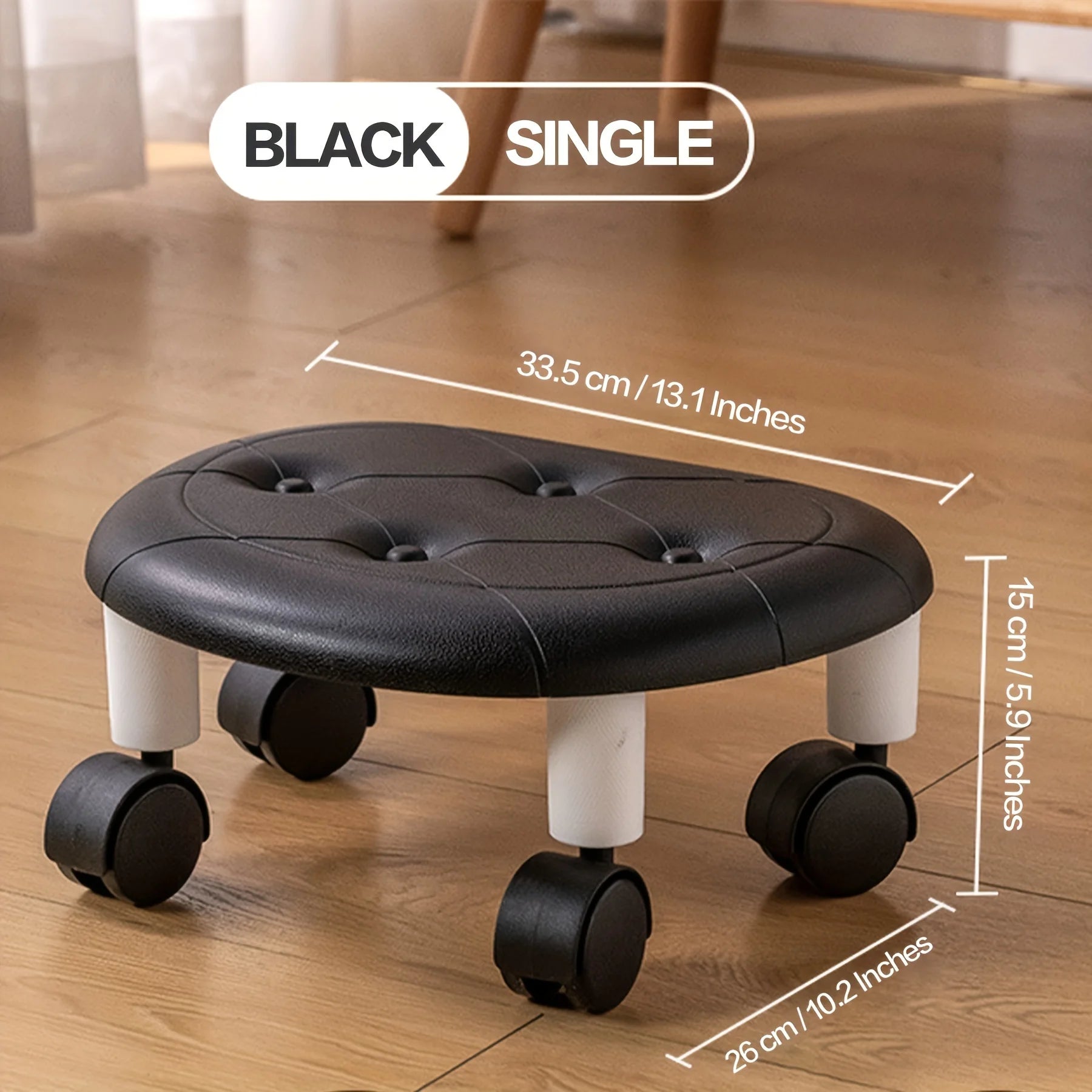 1pc COFIT Rolling Low Stool with Wheels - Stylish&Durable Plastic Footstool in White,Deep Blue,or Black-Ideal for Entryway, Bath Zpaxo As shown