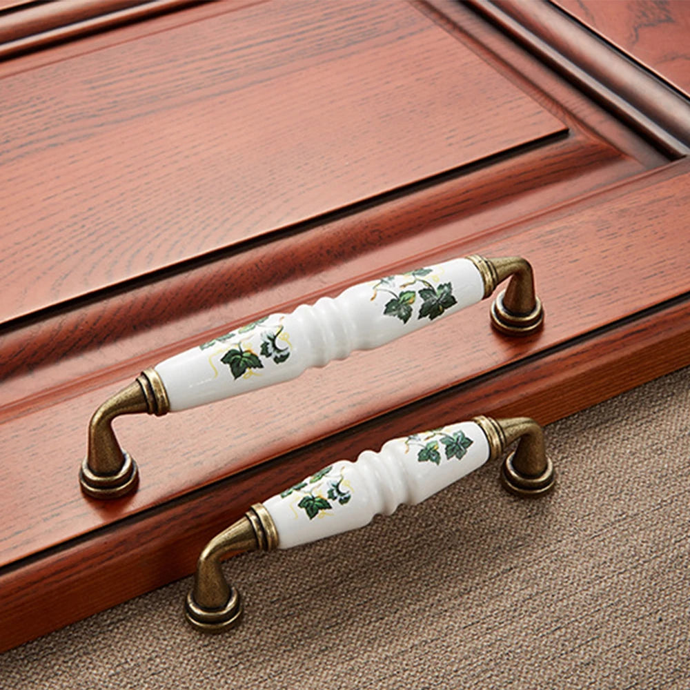 Vintage Ceramic Cabinet Handle Rural Drawer Handles Drawer Cabinet Pulls Zinc Alloy Kitchen Pull Knobs Zpaxo