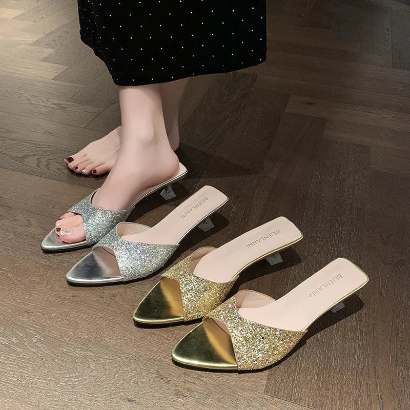 Sandals Women's Summer Outfit 2025 Stiletto Heel Pointed Heels Open