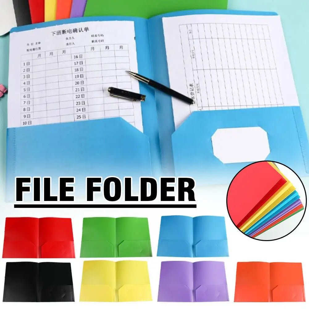 Plastic File Folder 2 Pockets & Business Card Slot | A4 Letter Plastic File Folder Zpaxo